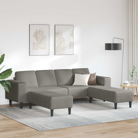 Divano Grigio chiaro 250 x 188 x 76 cm Tessuto in Cords | homemem39