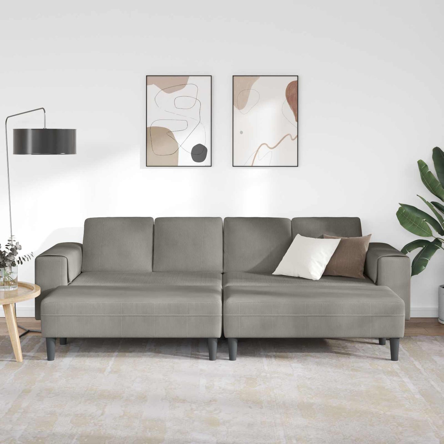 Divano Grigio chiaro 250 x 188 x 76 cm Tessuto in Cords | homemem39