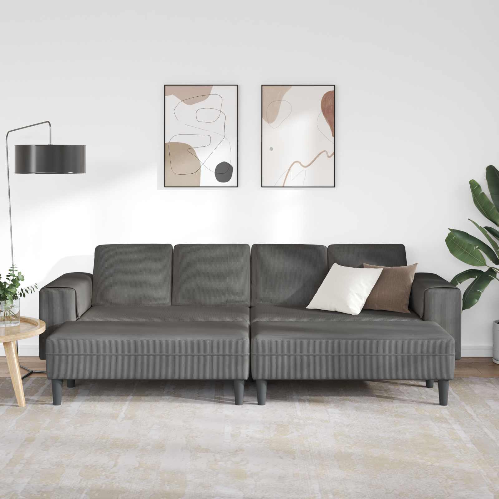 Divano Grigio scuro 250 x 188 x 76 cm Tessuto in Cords | homemem39