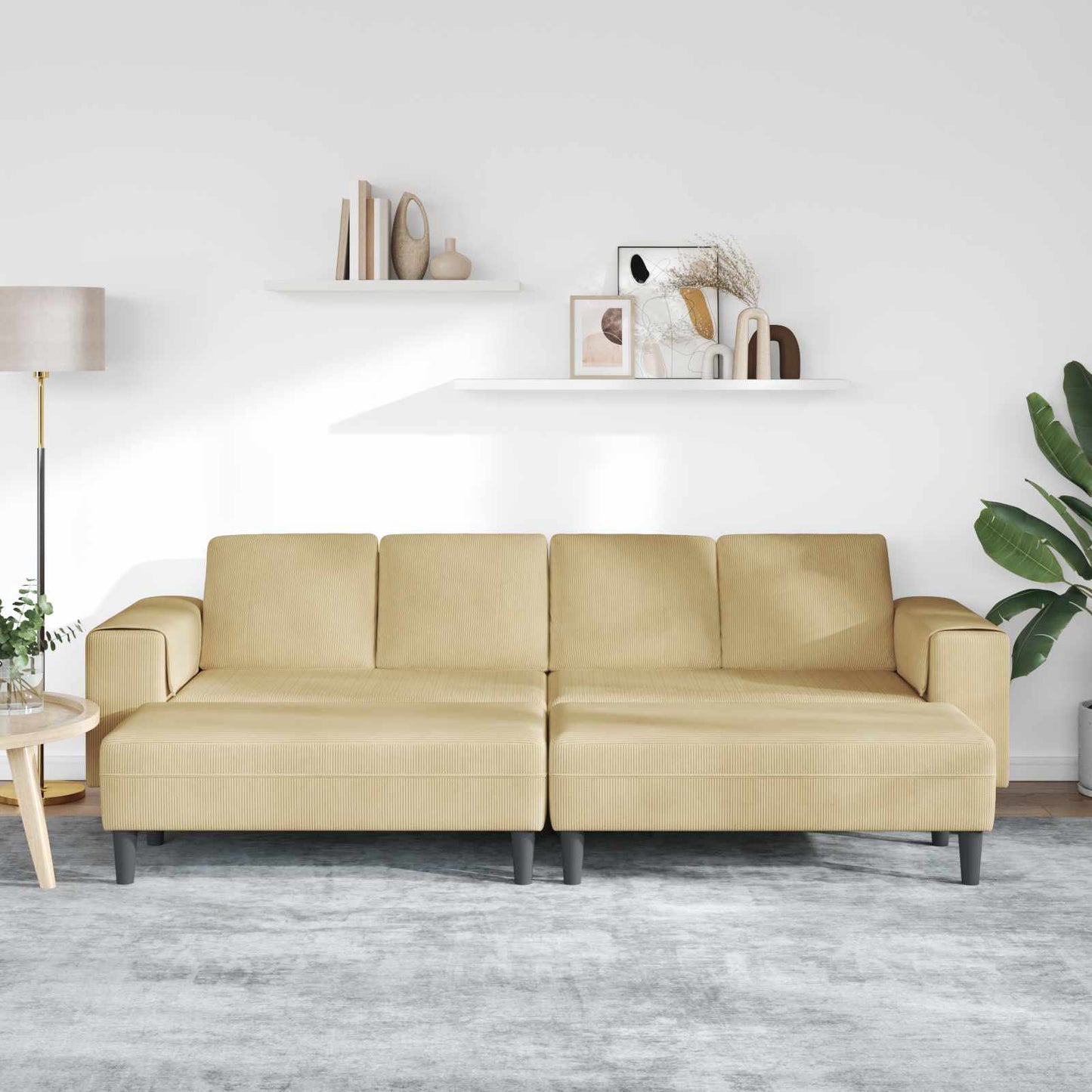 Divano Grigio Verde 250 x 188 x 76 cm Tessuto in Cords | homemem39