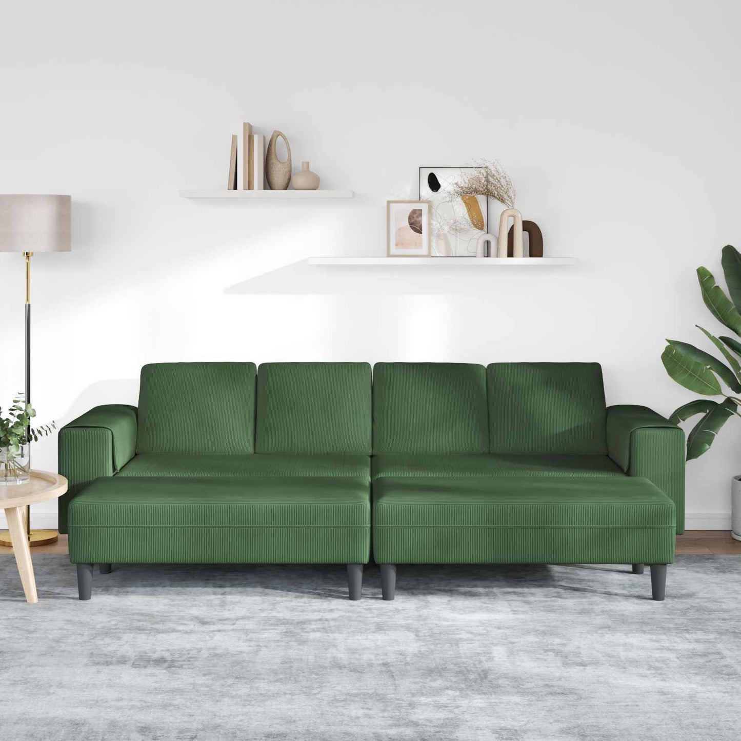 Divano Verde Scuro 250 x 188 x 76 cm Tessuto in Cords | homemem39