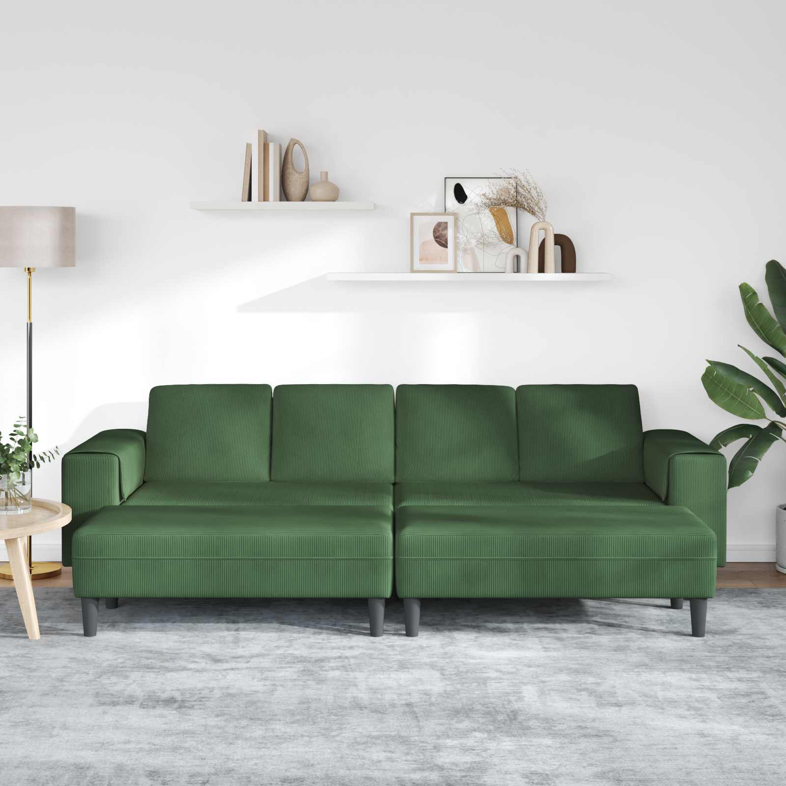 Divano Verde Scuro 250 x 188 x 76 cm Tessuto in Cords | homemem39
