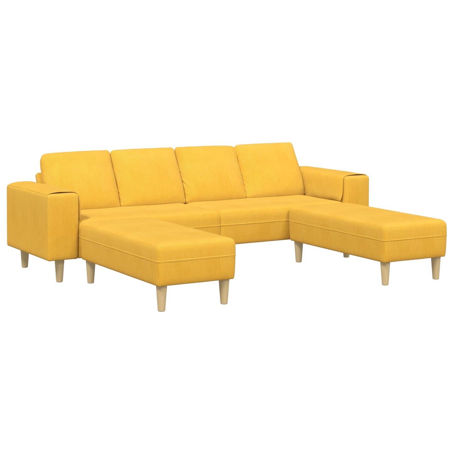 Divano Giallo Chiaro 250 x 188 x 76 cm Tessuto in Cords