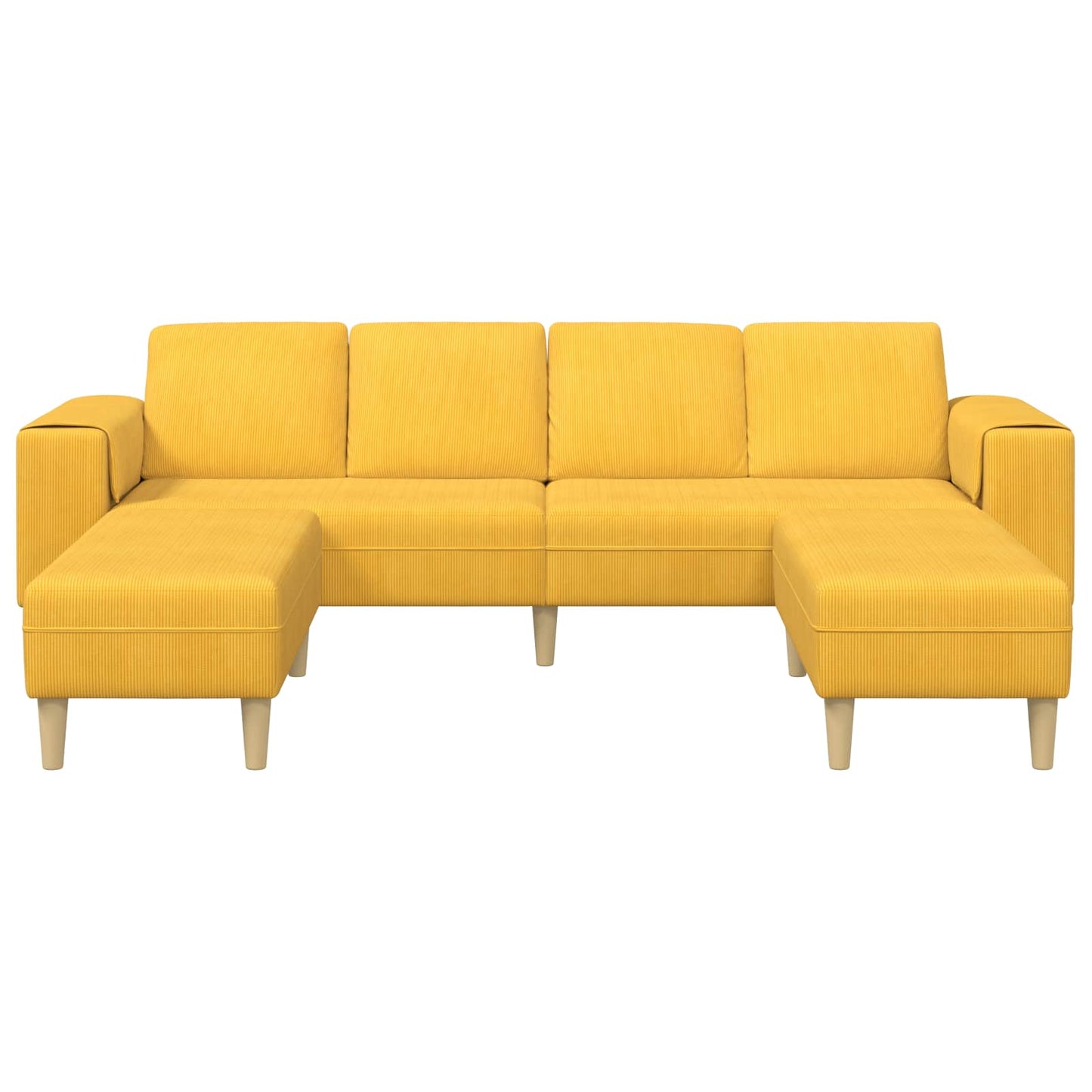 Divano Giallo Chiaro 250 x 188 x 76 cm Tessuto in Cords