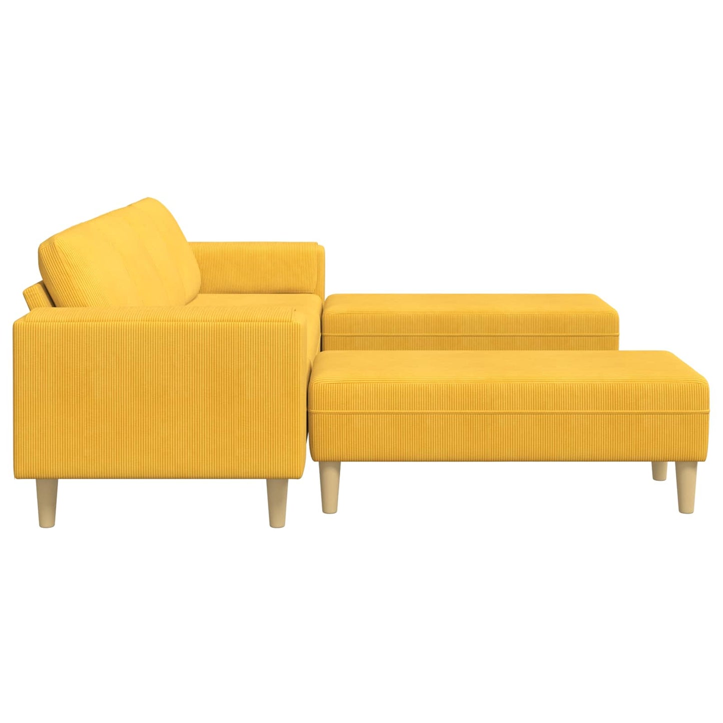 Divano Giallo Chiaro 250 x 188 x 76 cm Tessuto in Cords