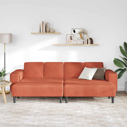 Divano Rosso Arancio 250 x 188 x 76 cm Tessuto in Cords | homemem39