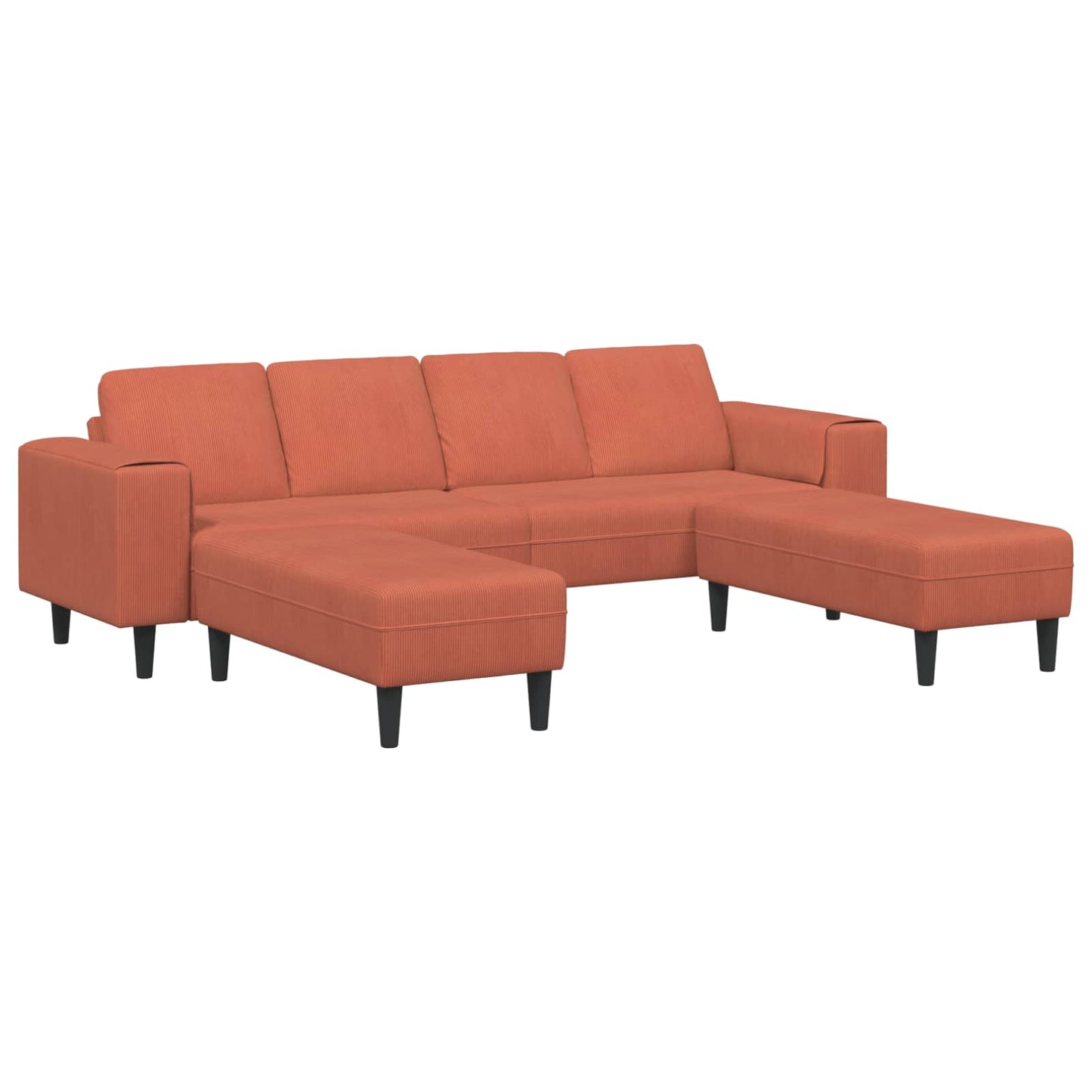 Divano Rosso Arancio 250 x 188 x 76 cm Tessuto in Cords