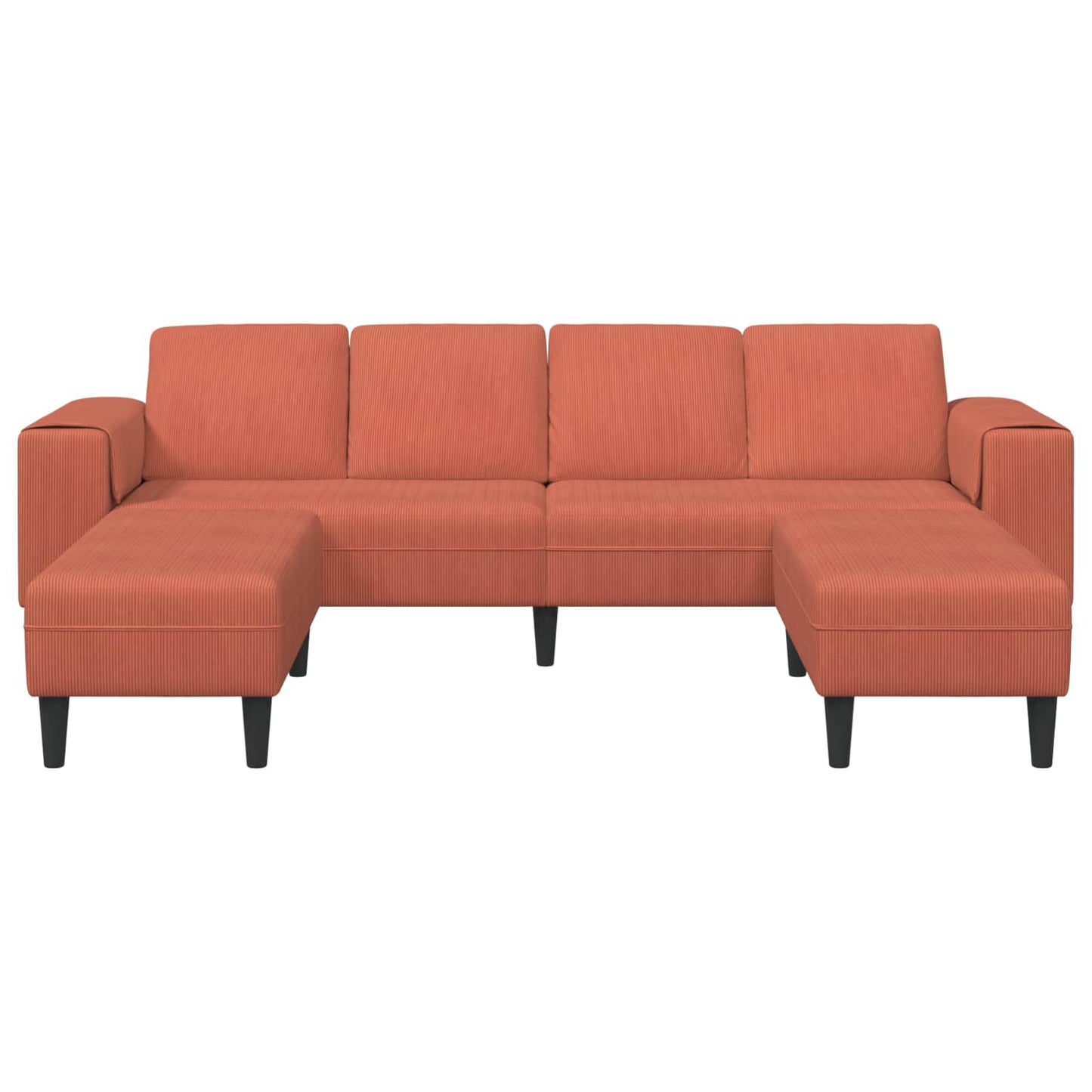 Divano Rosso Arancio 250 x 188 x 76 cm Tessuto in Cords