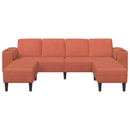 Divano Rosso Arancio 250 x 188 x 76 cm Tessuto in Cords