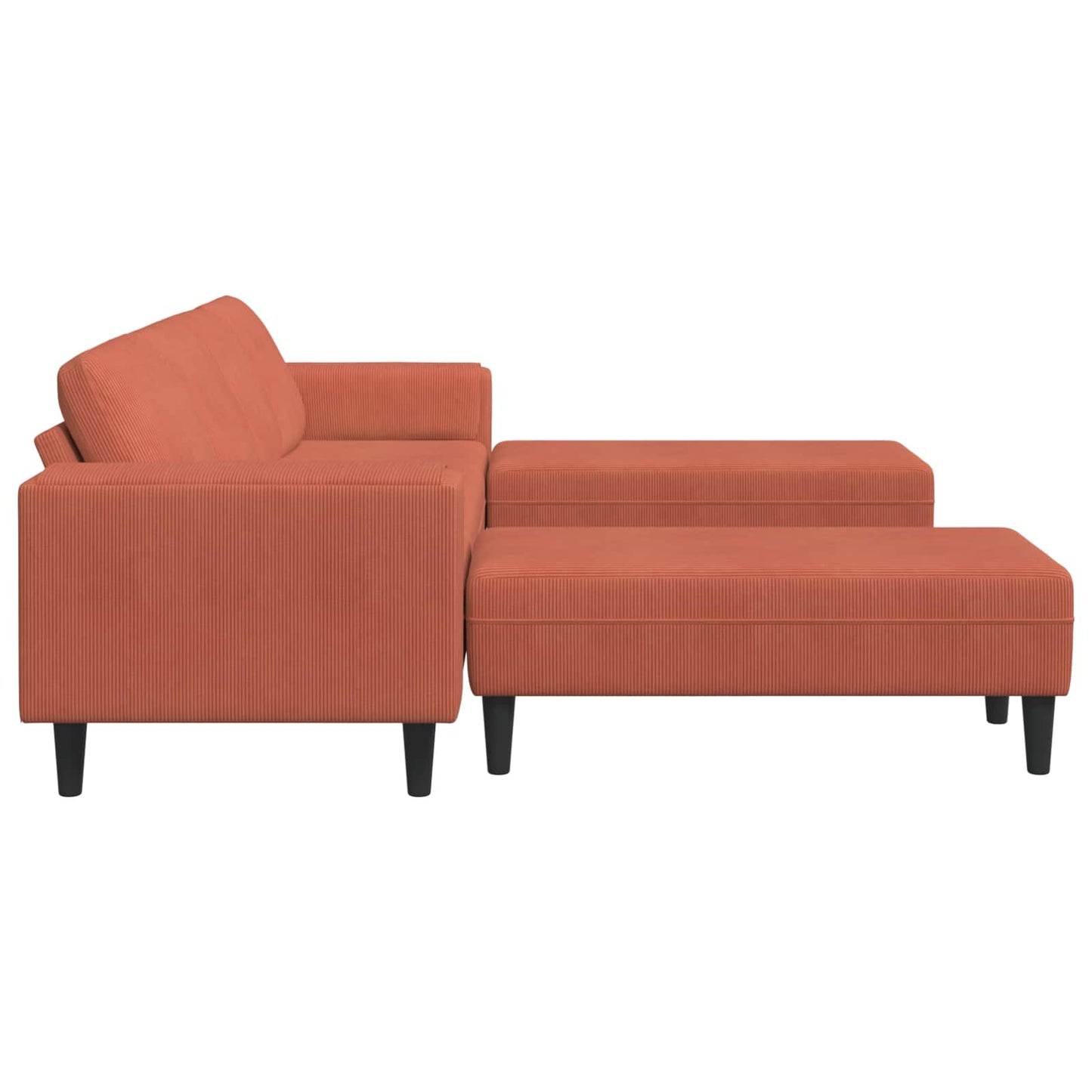Divano Rosso Arancio 250 x 188 x 76 cm Tessuto in Cords