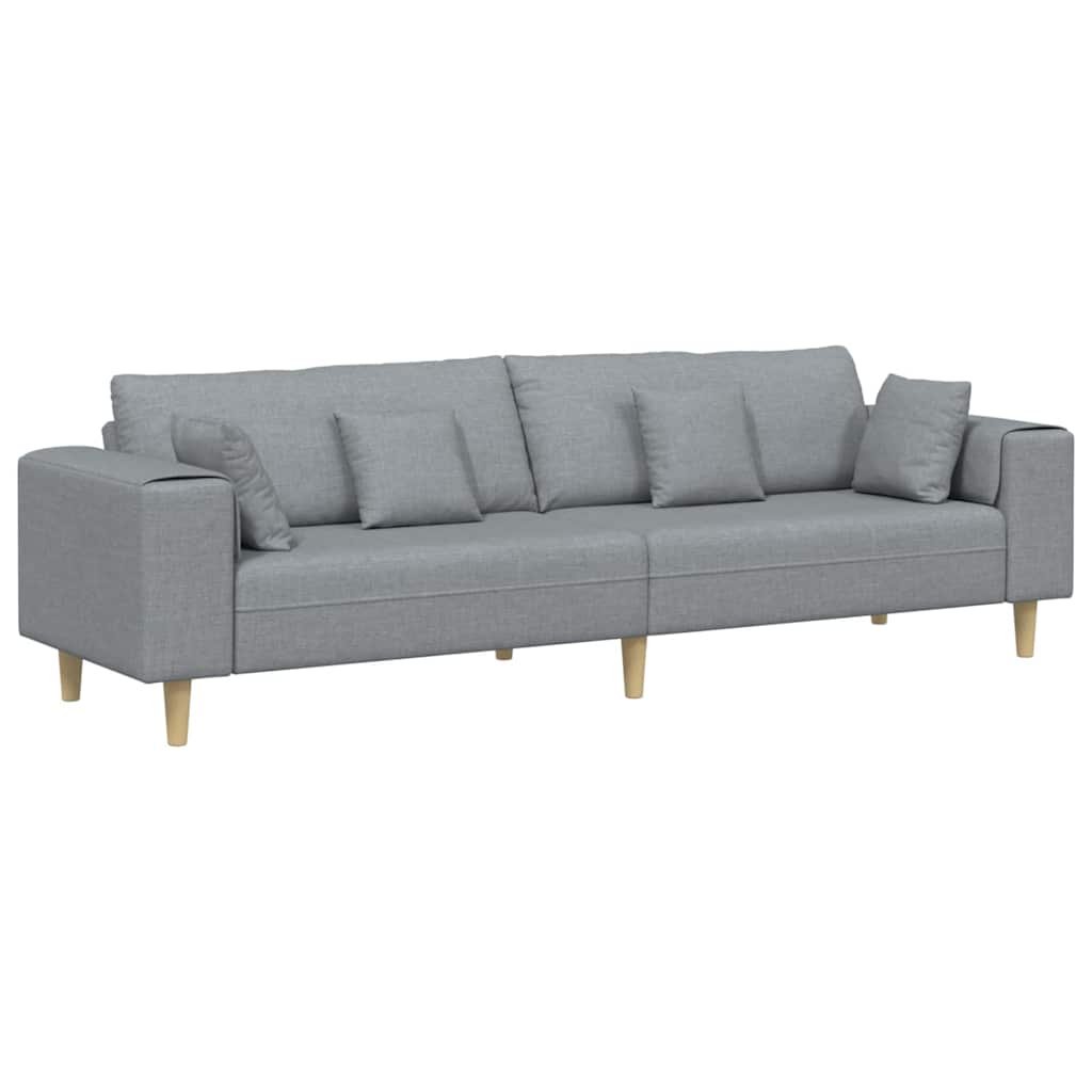 Divano con cuscino Grigio chiaro 250 x 77 x 76 cm Tessuto | homemem39