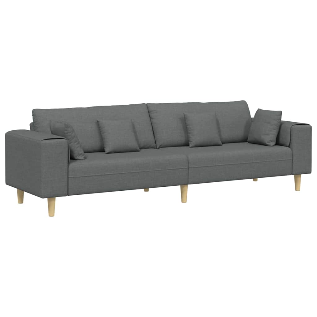 Divano con cuscino Grigio scuro 250 x 77 x 76 cm Tessuto | homemem39