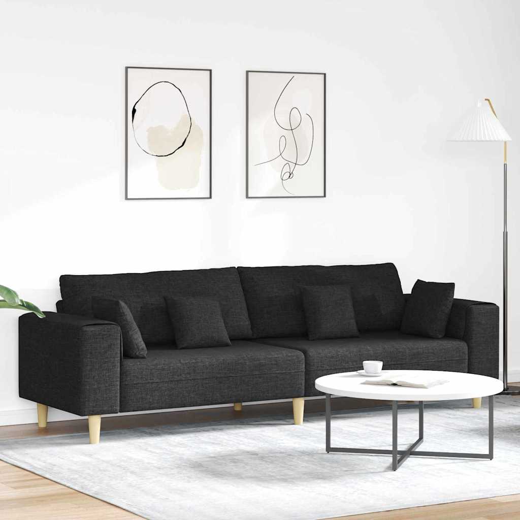 Divano con cuscino Nero 250 x 77 x 76 cm Tessuto | homemem39