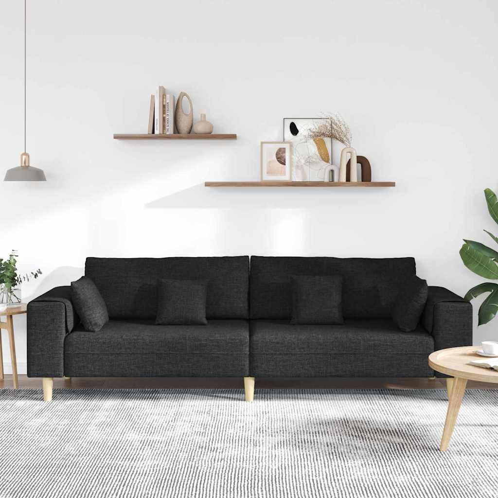 Divano con cuscino Nero 250 x 77 x 76 cm Tessuto | homemem39