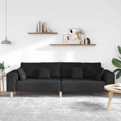 Divano con cuscino Nero 250 x 77 x 76 cm Tessuto