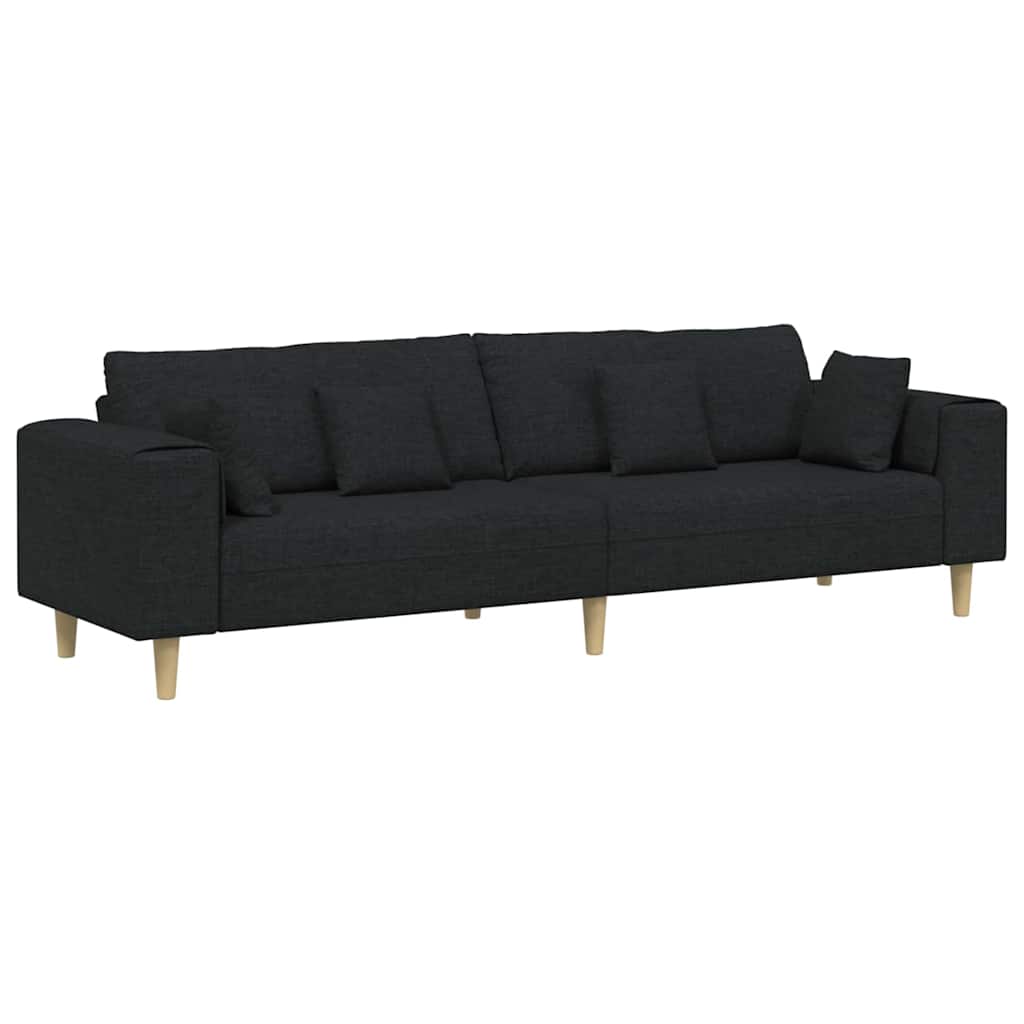 Divano con cuscino Nero 250 x 77 x 76 cm Tessuto | homemem39