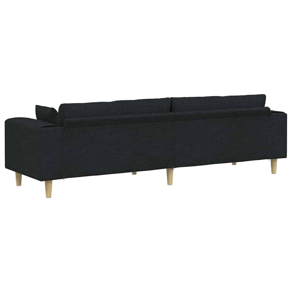Divano con cuscino Nero 250 x 77 x 76 cm Tessuto | homemem39