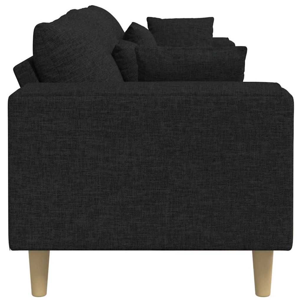 Divano con cuscino Nero 250 x 77 x 76 cm Tessuto | homemem39