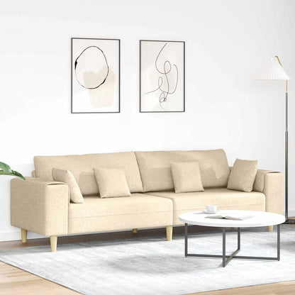 Divano con cuscino Crema 250 x 77 x 76 cm Tessuto