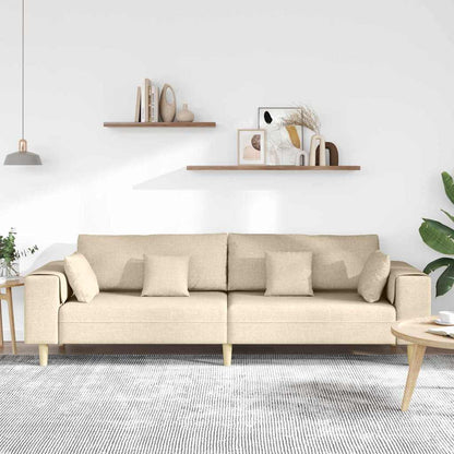 Divano con cuscino Crema 250 x 77 x 76 cm Tessuto | homemem39