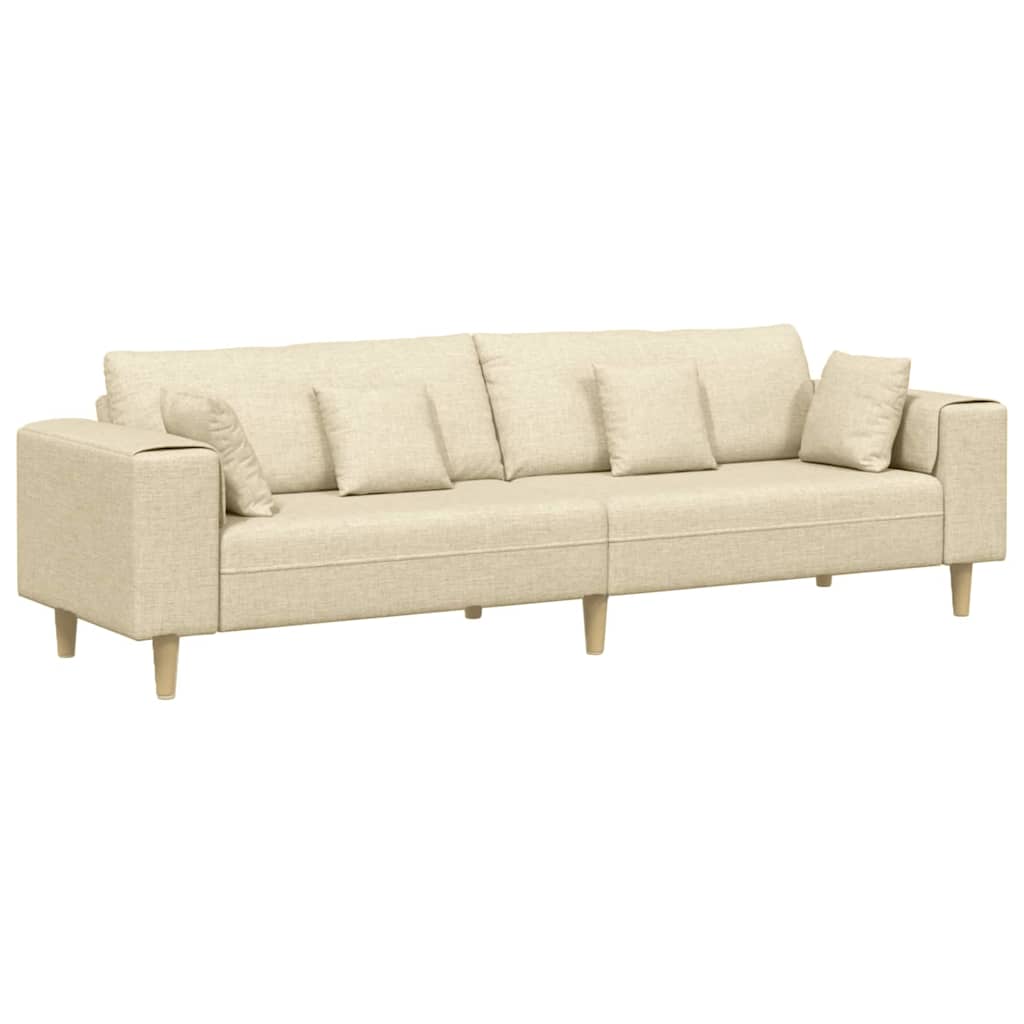 Divano con cuscino Crema 250 x 77 x 76 cm Tessuto | homemem39