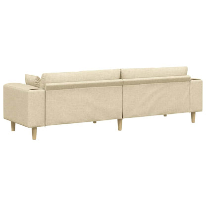 Divano con cuscino Crema 250 x 77 x 76 cm Tessuto | homemem39
