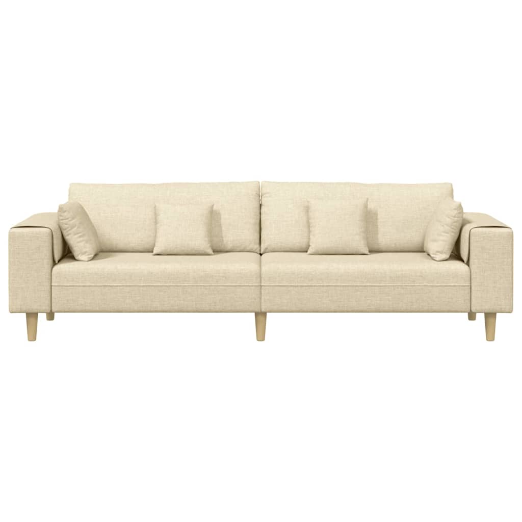 Divano con cuscino Crema 250 x 77 x 76 cm Tessuto | homemem39
