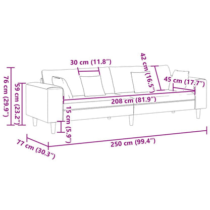 Divano Grigio Nuvola 250 x 77 x 76 cm Tessuto | homemem39