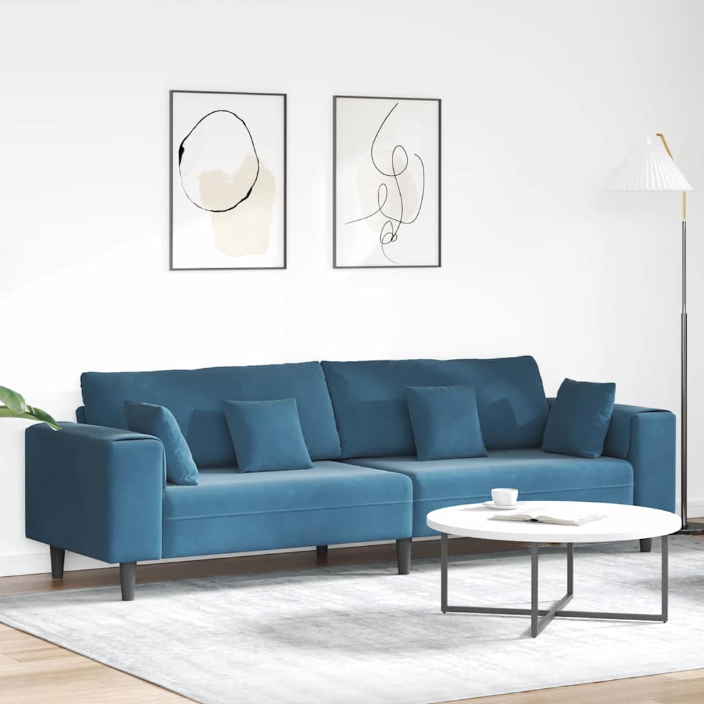 Divano Blu 250 x 77 x 76 cm Velluto | homemem39