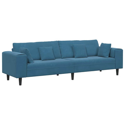 Divano in Velluto con cuscino Blu 208 cm Velluto - homemem39