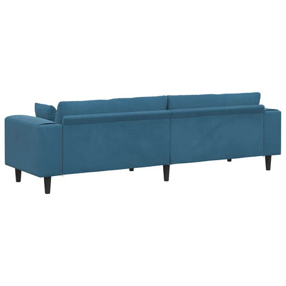 Divano in Velluto con cuscino Blu 208 cm Velluto - homemem39