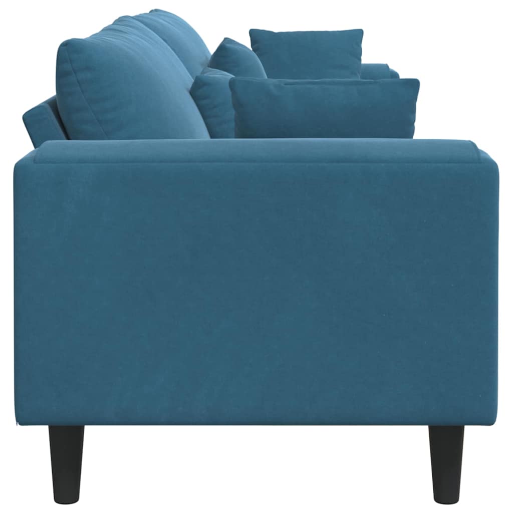 Divano in Velluto con cuscino Blu 208 cm Velluto - homemem39