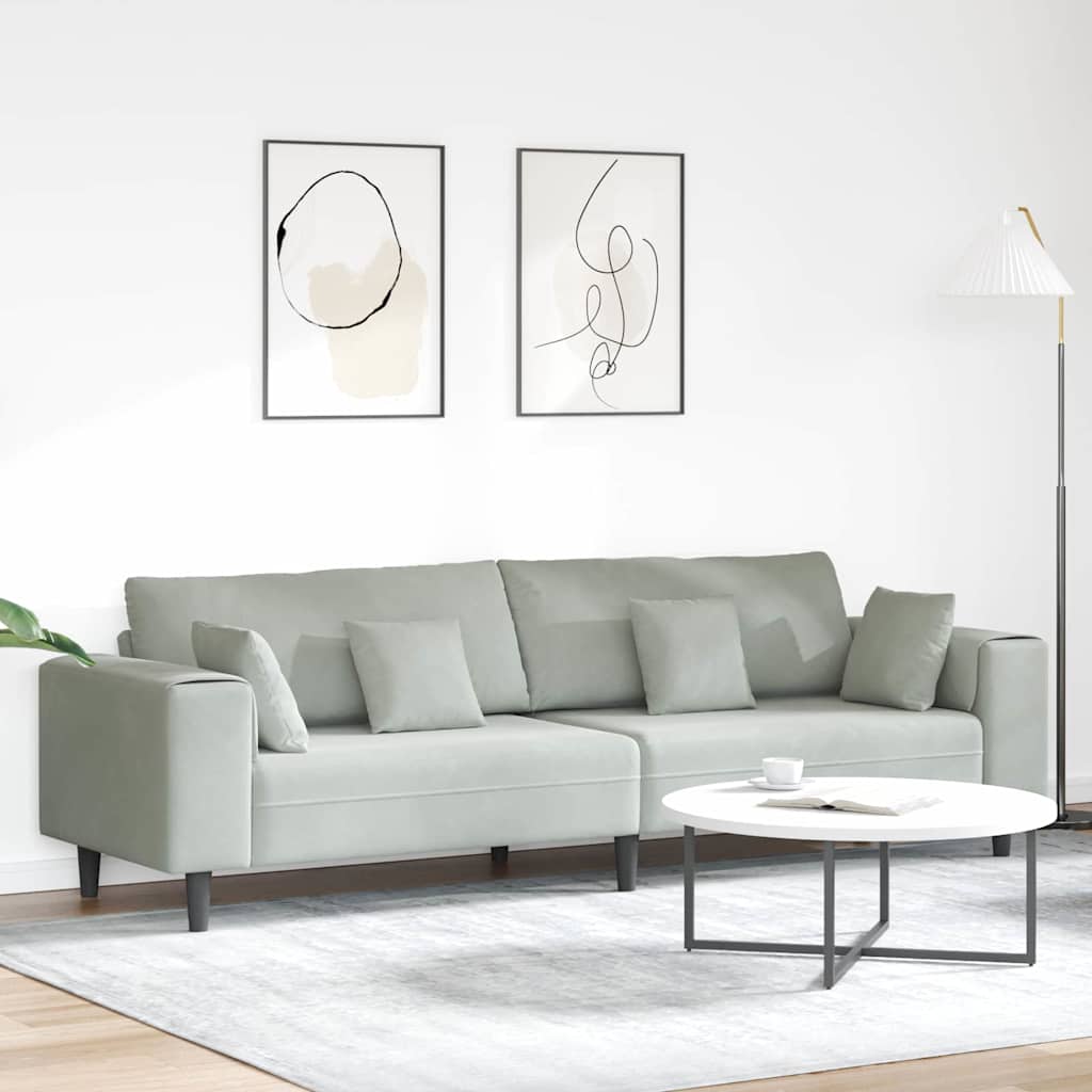 Divano Grigio chiaro 250 x 77 x 76 cm Velluto | homemem39