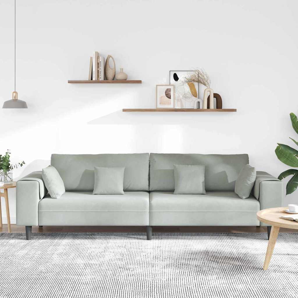 Divano Grigio chiaro 250 x 77 x 76 cm Velluto | homemem39