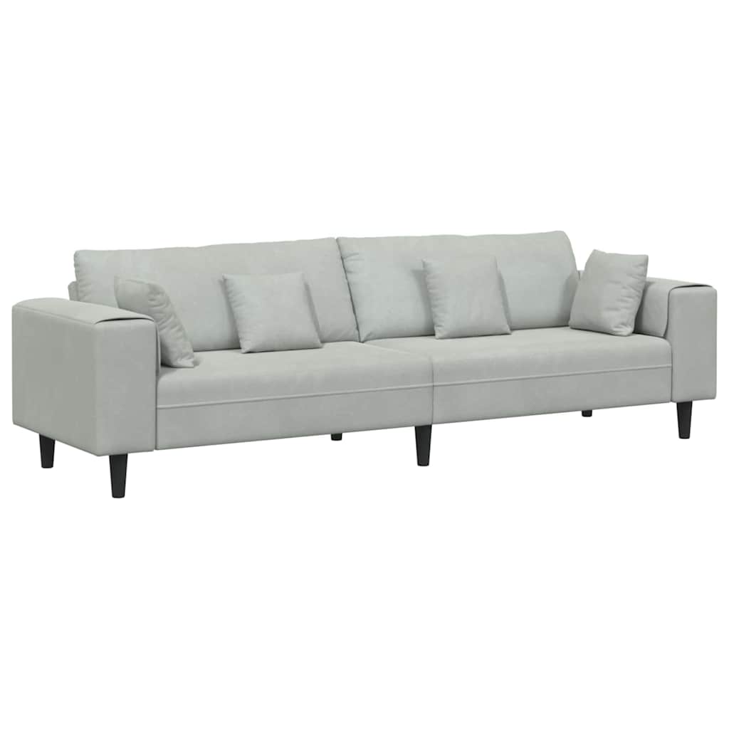 Divano in Velluto con cuscino Grigio chiaro 208 cm Velluto - homemem39