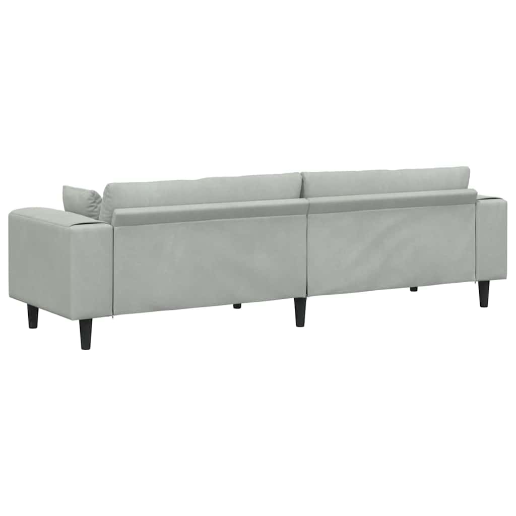 Divano in Velluto con cuscino Grigio chiaro 208 cm Velluto - homemem39