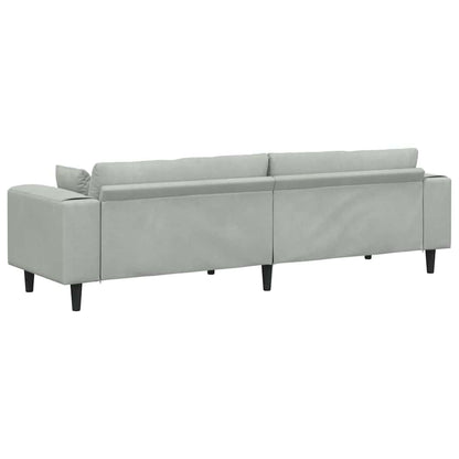 Divano in Velluto con cuscino Grigio chiaro 208 cm Velluto - homemem39