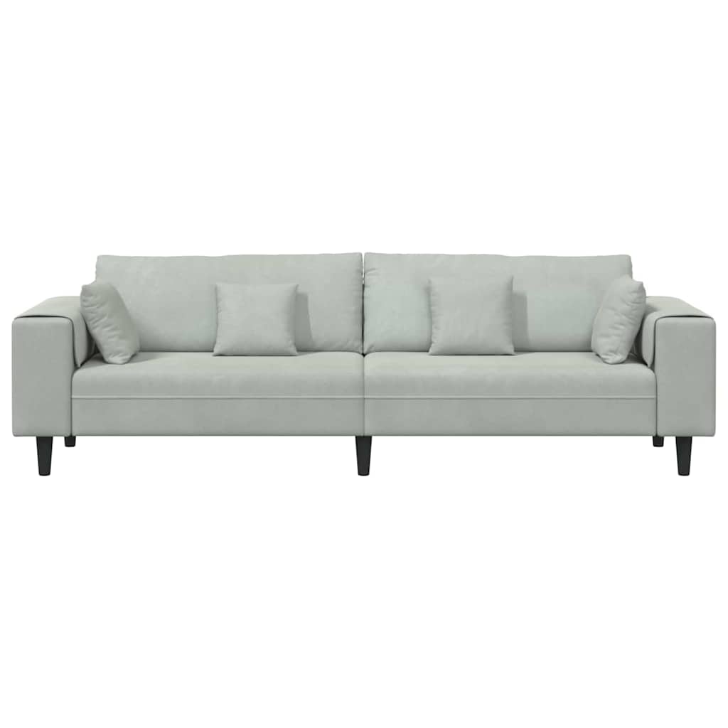 Divano in Velluto con cuscino Grigio chiaro 208 cm Velluto - homemem39