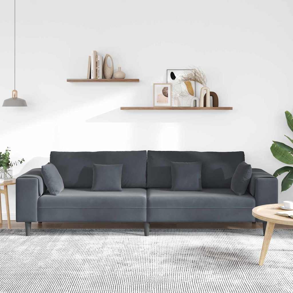 Divano Grigio scuro 250 x 77 x 76 cm Velluto | homemem39