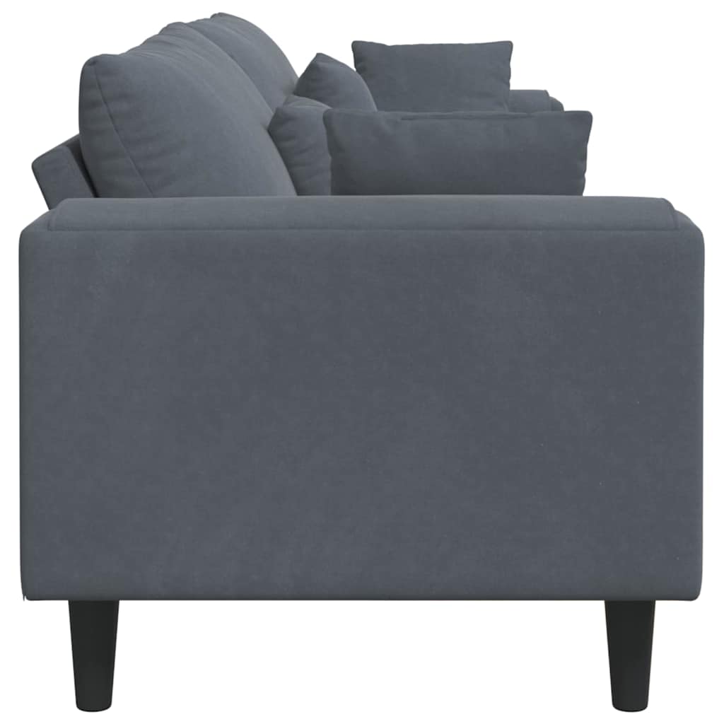 Divano in Velluto con cuscino Grigio scuro 208 cm Velluto - homemem39