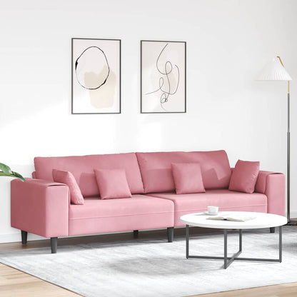 Divano in Velluto con cuscino Rosa 209 cm Velluto - homemem39
