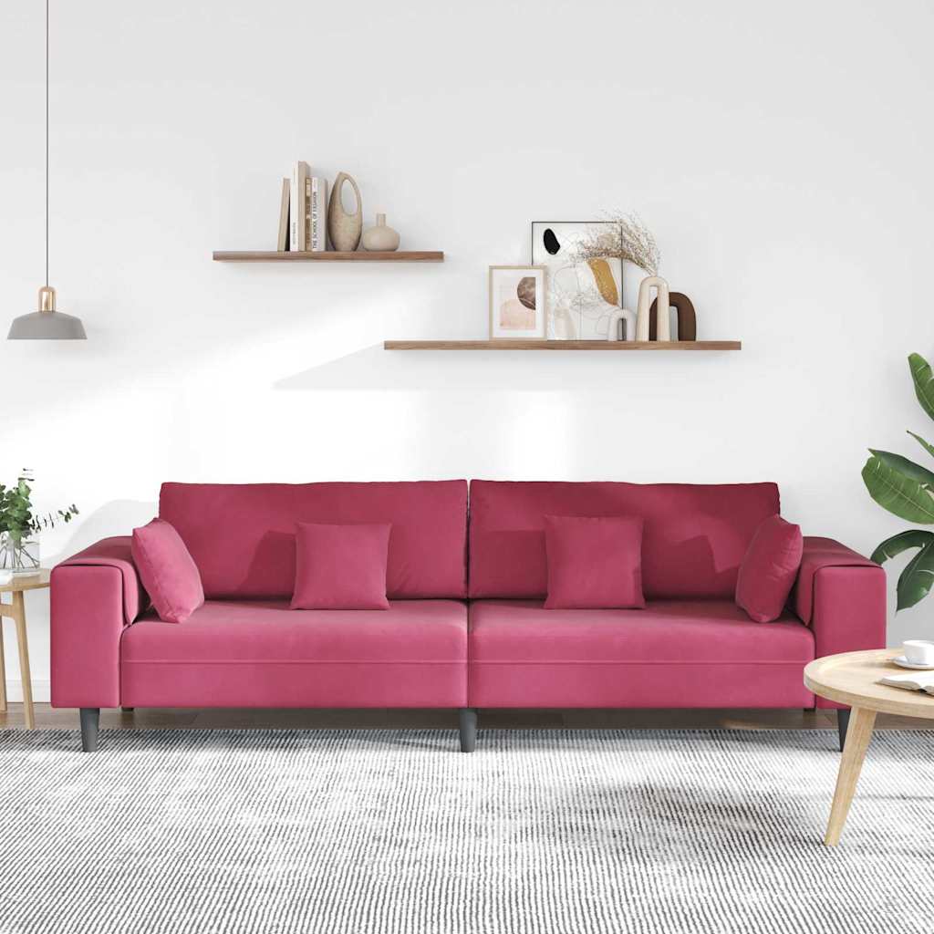 Divano Rosso Vino 250 x 77 x 76 cm Velluto | homemem39