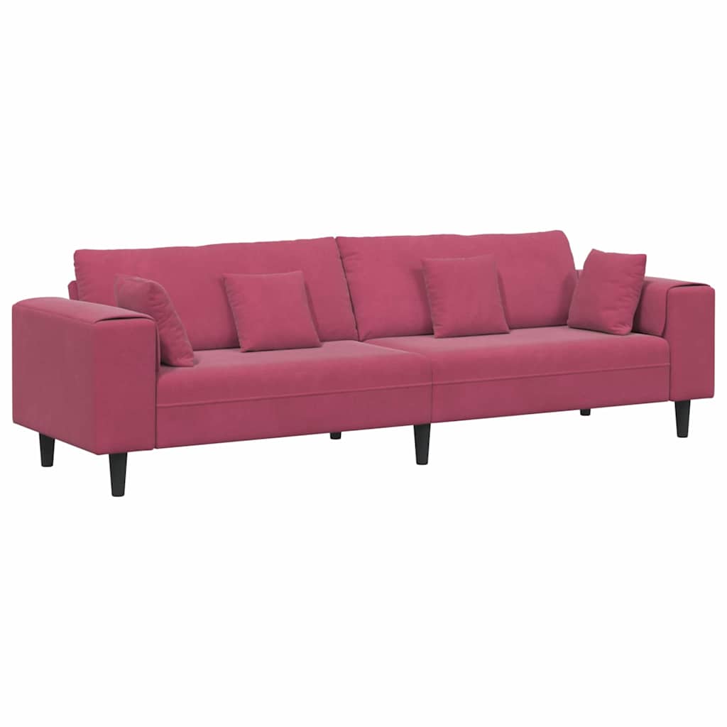 Divano Rosso Vino 250 x 77 x 76 cm Velluto | homemem39