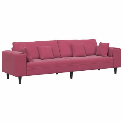 Divano in Velluto con cuscino Rosso Vino 208 cm Velluto - homemem39
