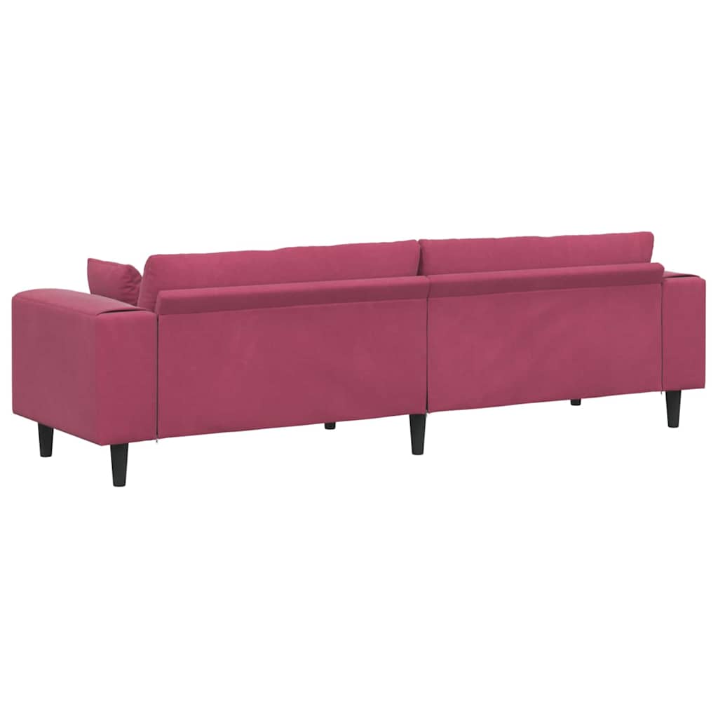 Divano Rosso Vino 250 x 77 x 76 cm Velluto | homemem39