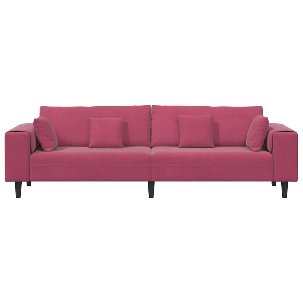 Divano Rosso Vino 250 x 77 x 76 cm Velluto | homemem39