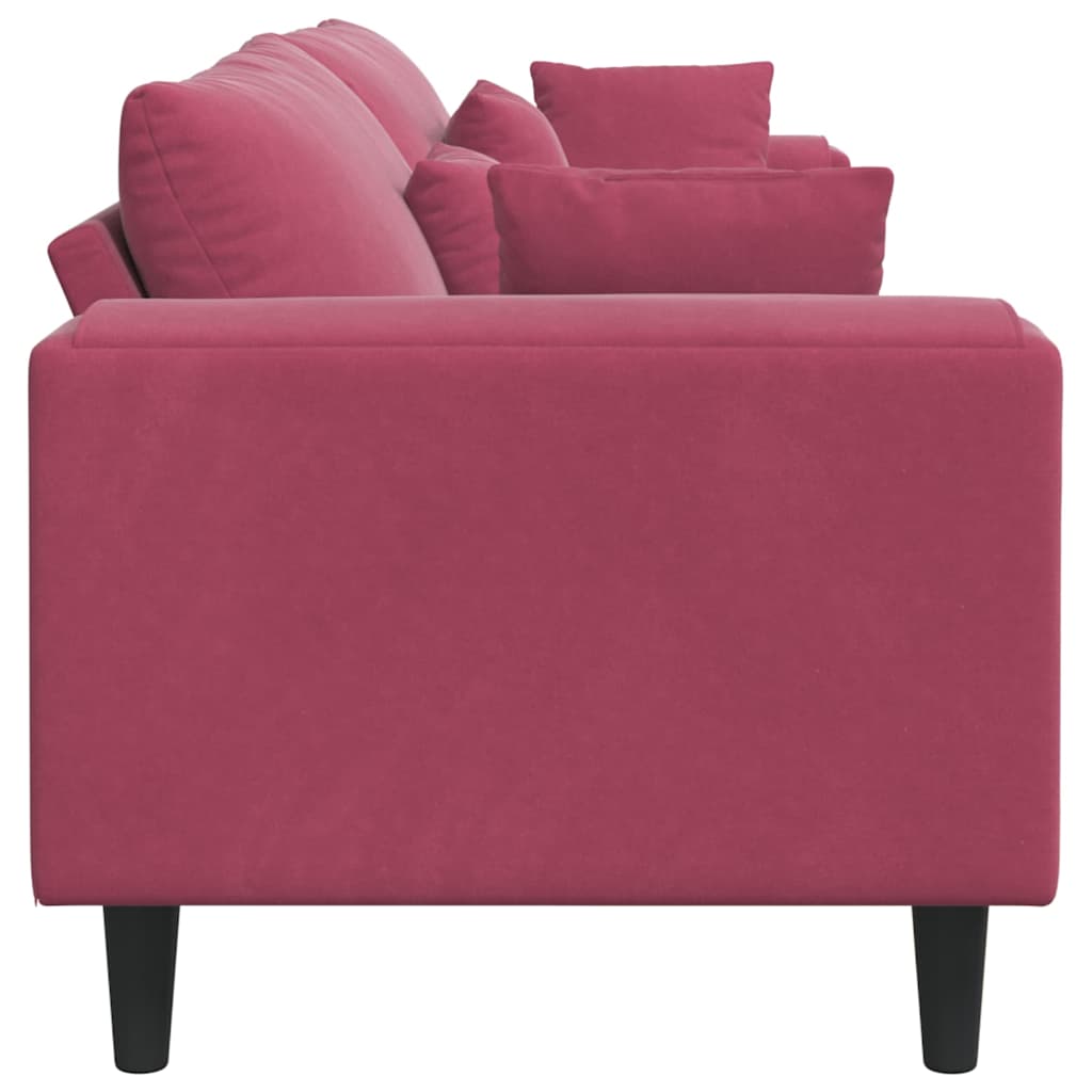 Divano Rosso Vino 250 x 77 x 76 cm Velluto