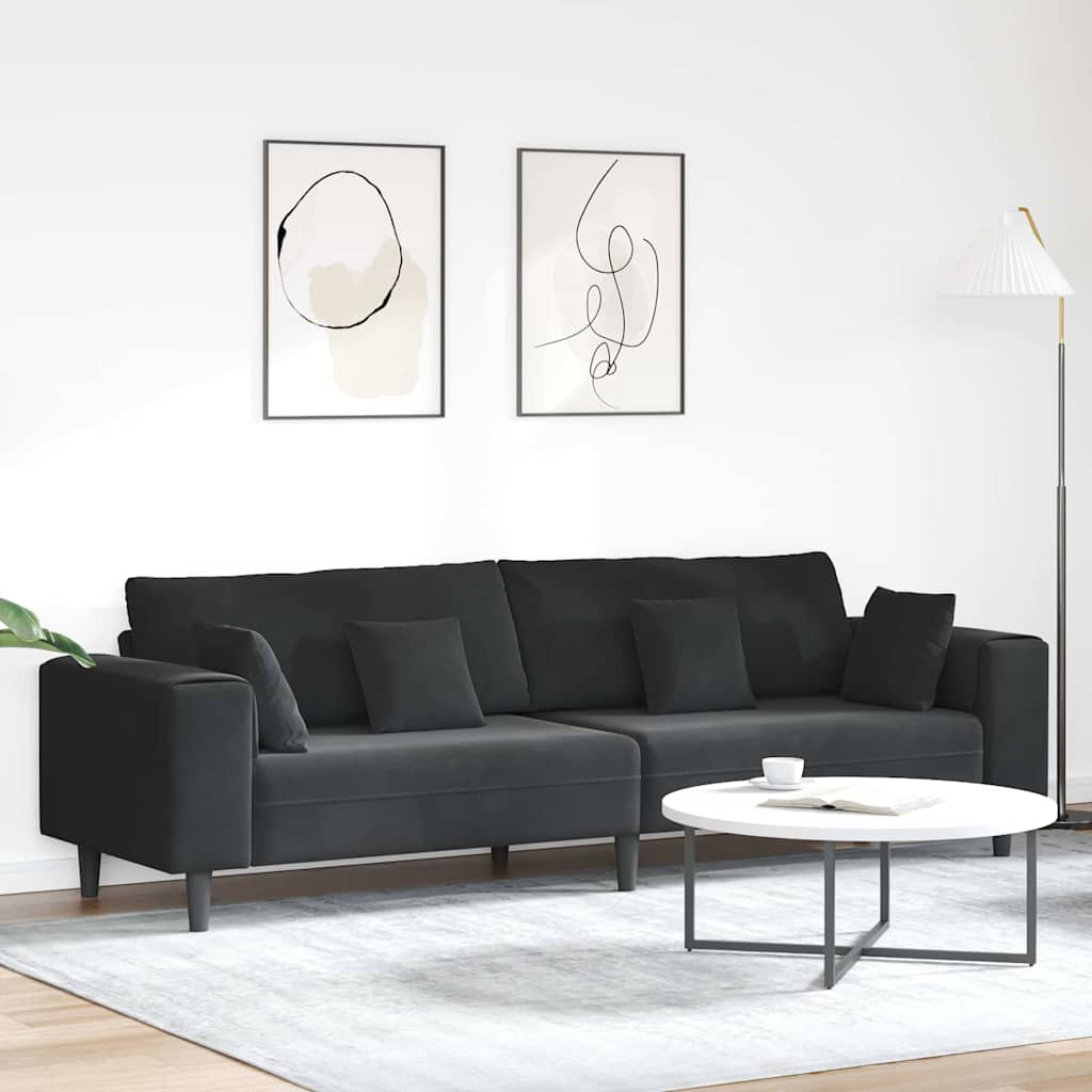 Divano Nero 250 x 77 x 76 cm Velluto | homemem39