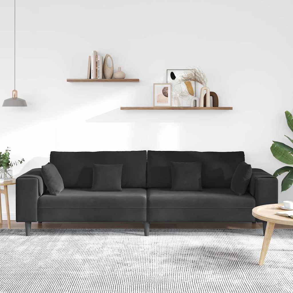 Divano Nero 250 x 77 x 76 cm Velluto | homemem39