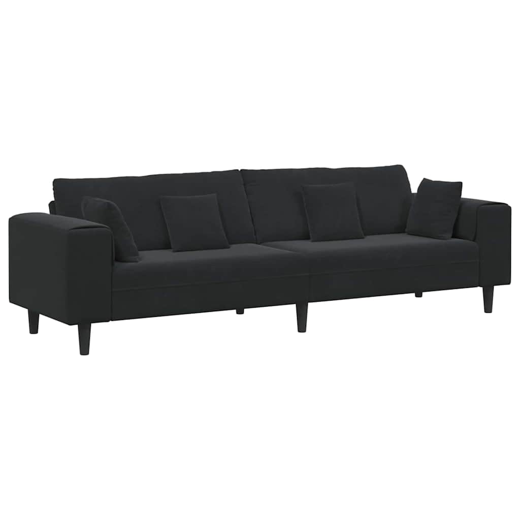Divano in Velluto con cuscino Nero 208 cm Velluto - homemem39